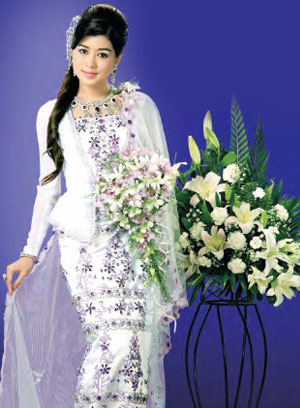 myanmar wedding dress design