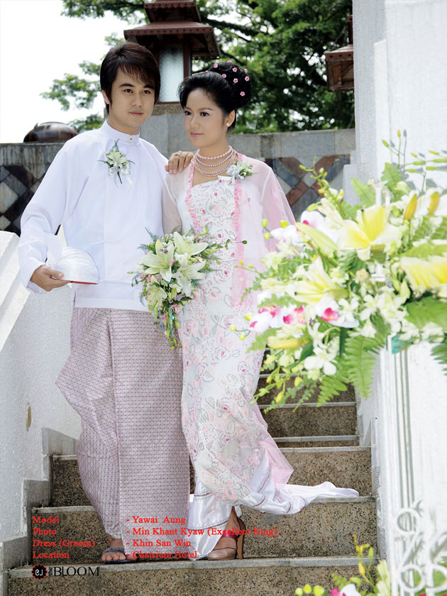 Popular Wedding Colors in Myanmar are Yellow Gold Pink and White